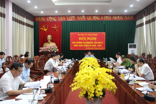 Hội nghị Ban Thường vụ Huyện ủy Phú Bình lần thứ 27, khoá XXVII, nhiệm kỳ 2020 - 2025