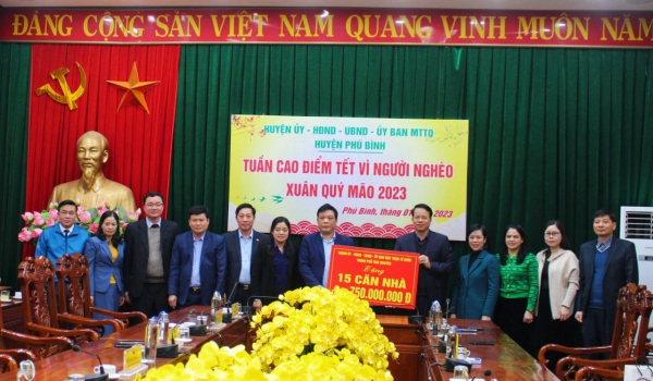Thành phố Thái Nguyên hỗ trợ 750 triệu đồng xây dựng 15 căn nhà Đại đoàn kết tại huyện Phú Bình