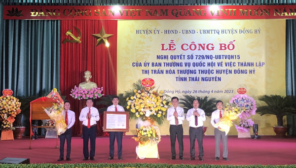 Công bố Nghị quyết thành lập thị trấn Hóa Thượng, huyện Đồng Hỷ