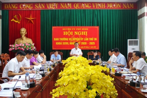 Hội nghị Ban Thường vụ Huyện ủy Phú Bình lần thứ 36 khoá XXVII, nhiệm kỳ 2020 - 2025