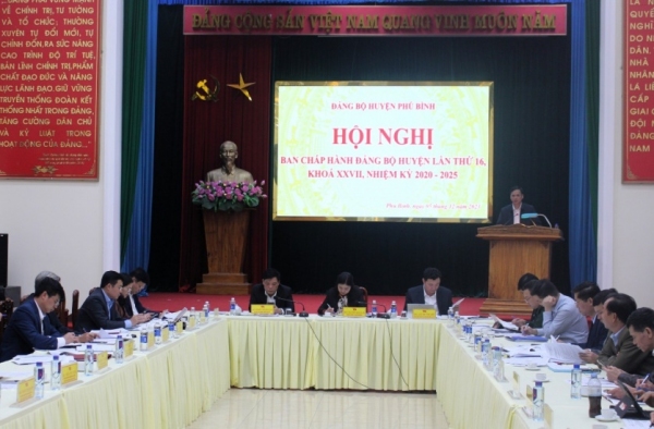 Hội nghị Ban Chấp hành Đảng bộ huyện Phú Bình lần thứ 16, nhiệm kỳ 2020 - 2025