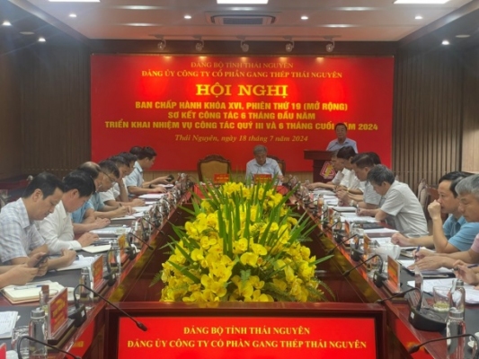 Đảng ủy Công ty Cổ phần Gang thép Thái Nguyên sơ kết 6 tháng đầu năm, triển khai nhiệm vụ 6 tháng cuối năm 2024