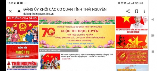 Phát động Cuộc thi trực tuyến “Tìm hiểu lịch sử 70 năm Đảng bộ Khối các cơ quan tỉnh Thái Nguyên”