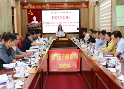 Hội nghị Ban Thường vụ Huyện uỷ Phú Bình lần thứ 51, nhiệm kỳ 2020 - 2025