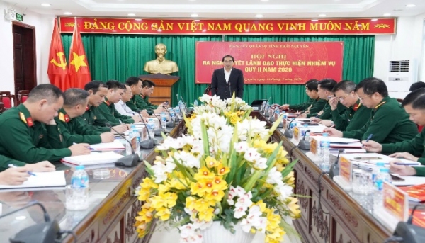 Đảng ủy Quân sự tỉnh Thái Nguyên ra Nghị quyết lãnh đạo quý II năm 2026