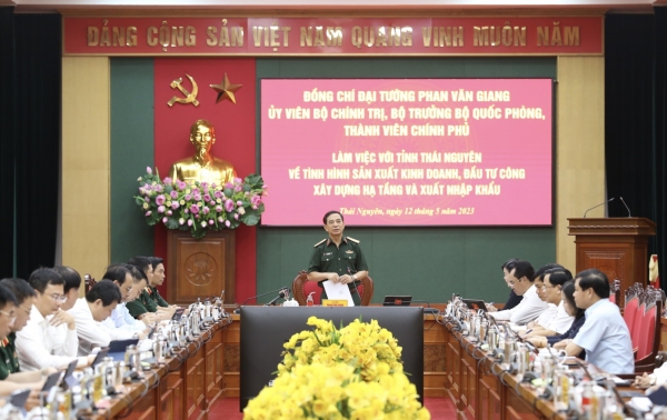 Đại tướng Phan Văn Giang làm việc với tỉnh Thái Nguyên về tình hình sản xuất kinh doanh, đầu tư công xây dựng hạ tầng và xuất nhập khẩu