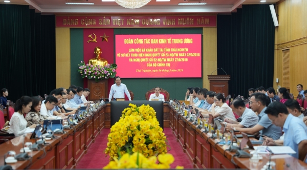 Đoàn công tác của Ban Kinh tế Trung ương làm việc và khảo sát tại Thái Nguyên