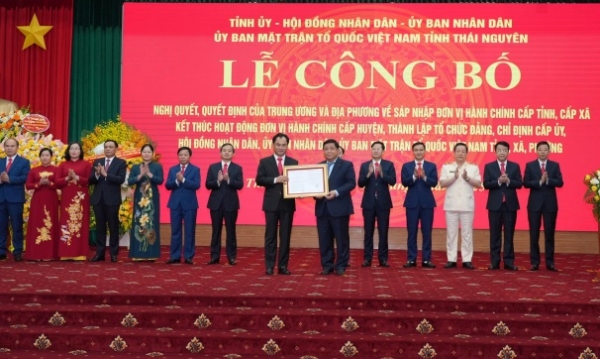 Lễ công bố Nghị quyết, Quyết định về sáp nhập, thành lập đơn vị hành chính cấp tỉnh, cấp xã tỉnh Thái Nguyên