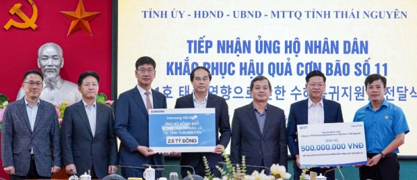Thường trực Tỉnh ủy tiếp và làm việc với Tập đoàn Samsung Việt Nam và tiếp nhận ủng hộ của các địa phương, đơn vị, doanh  nghiệp