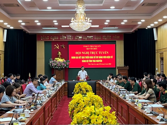 Hội nghị trực tuyến đánh giá kết quả triển khai Sổ tay Đảng viên điện tử Đảng bộ tỉnh Thái Nguyên