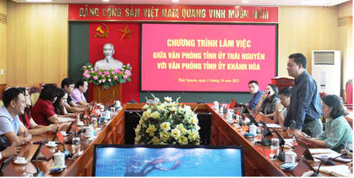 Trao đổi kinh nghiệm trong công tác chuyển đổi số giữa Văn phòng Tỉnh ủy Khánh Hòa và Văn phòng Tỉnh ủy Thái Nguyên