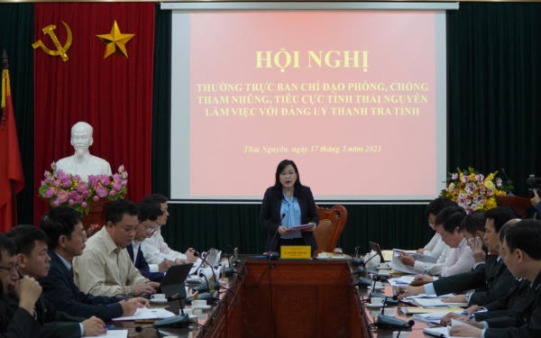 Thường trực Ban Chỉ đạo phòng, chống tham nhũng, tiêu cực tỉnh Thái Nguyên làm việc với Đảng ủy Thanh tra tỉnh