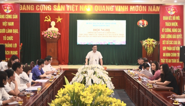 Ban Chỉ đạo Cải cách tư pháp tỉnh Thái Nguyên kiểm tra việc thực hiện các nhiệm vụ cải cách tư pháp tại Tòa án nhân dân thành phố Thái Nguyên