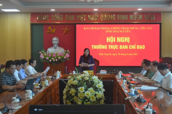 Thường trực Ban Chỉ đạo Phòng, chống tham nhũng, tiêu cực tỉnh Thái Nguyên tổ chức cuộc họp thường kỳ tháng 8/2023