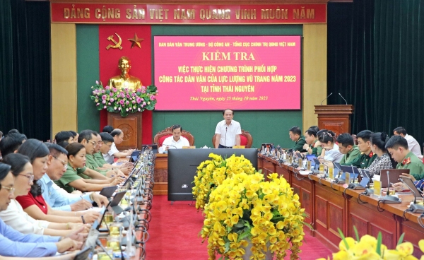 Kiểm tra việc thực hiện chương trình phối hợp công tác dân vận của lực lượng vũ trang năm 2023 tại tỉnh Thái Nguyên