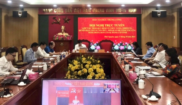 Hội nghị trực tuyến góp ý dự thảo Quy định đối với đảng đoàn, ban cán sự đảng cấp tỉnh