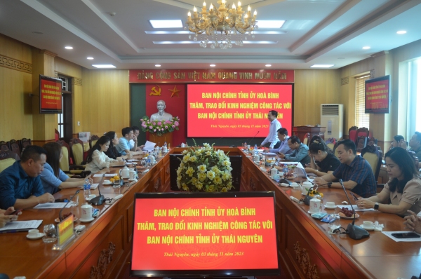 Ban Nội chính Tỉnh uỷ Hoà Bình và Thái Nguyên trao đổi kinh nghiệm tại Thái Nguyên