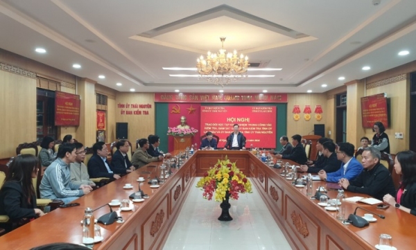 Ủy ban Kiểm tra Tỉnh ủy 2 tỉnh Lai Châu và Thái Nguyên trao đổi kinh nghiệm công tác