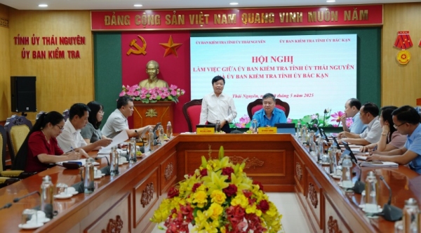 Ủy ban Kiểm tra Tỉnh ủy 02 tỉnh Thái Nguyên và Bắc Kạn thảo luận các nội dung về hợp nhất 02 cơ quan