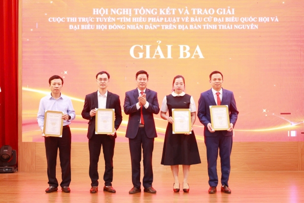 Thái Nguyên tổng kết và trao giải Cuộc thi trực tuyến “Tìm hiểu pháp luật về bầu cử đại biểu Quốc hội và bầu cử đại biểu Hội đồng nhân dân”