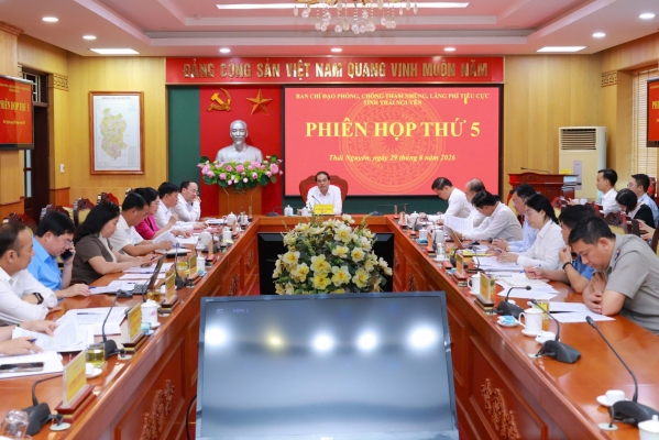 Ban Chỉ đạo phòng, chống tham nhũng, lãng phí, tiêu cực tỉnh Thái Nguyên họp phiên thứ 5